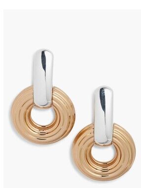Tory Burch Two-Tone Gold & Silver Disc Drop Earrings